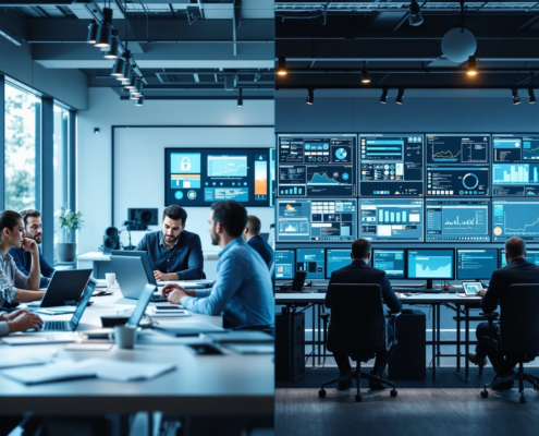 IT solutions vs managed services comparison graphic - 2025 business tech guide