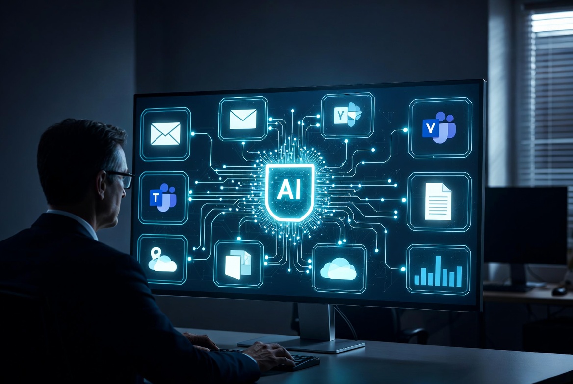 Microsoft Copilot for business risks showing AI data access across business systems